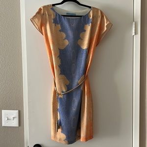 Antonio Melani Belted Orange Periwinkle Dress